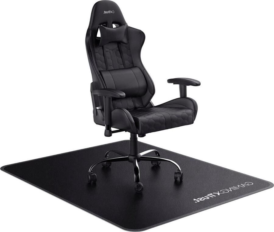 Merkloos Duurzame Stoelmat Voor Bureaustoel En Gaming Chair 99 x 120 cm Flexibele Vloerbeschermingsmat Hard Slijtvast Oppervlak Geschikt Voor Tapijten En Harde Vloeren Modern Design Zwart