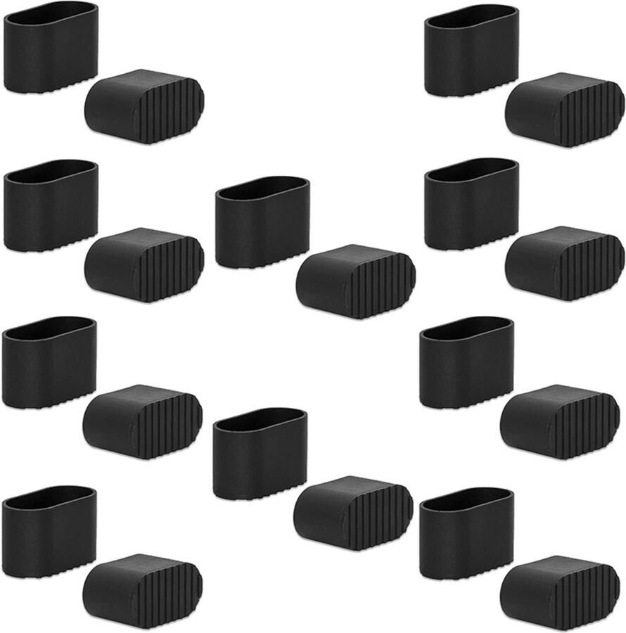 Stoelpoot Beschermers 20 Stuks Vloerbeschermer Stoelpootdoppen PVC Stoel Sokken Flexibel Ovaal Anti-Kras Meubelpoot voor Hardhouten Vloeren 16*34mm Zwart