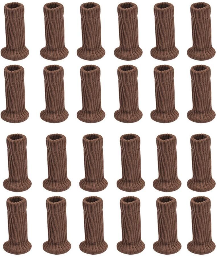 Stoelpoot Beschermers 24 stuks Stoelpoot Doppen Stoelpoot sokken Polyester bruin 7*4 cm Hoge Elastische voorkomen krassen voor tafel stoelen