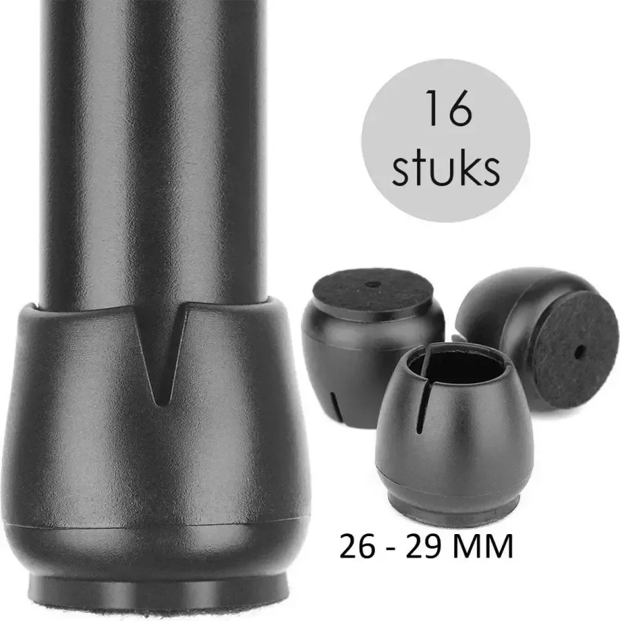 Stoelpoot beschermers Kunststof Zwart 24 Stuks 17-21mm - Foto 2