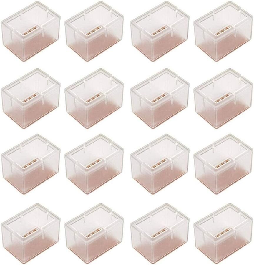 Stoelpoot Beschermers Siliconen Meubelbeschermers Anti-slip & Krasvrij Voor Tafels & Stoelen Voor Thuisgebruik Transparant Rechthoekig 16 stuks