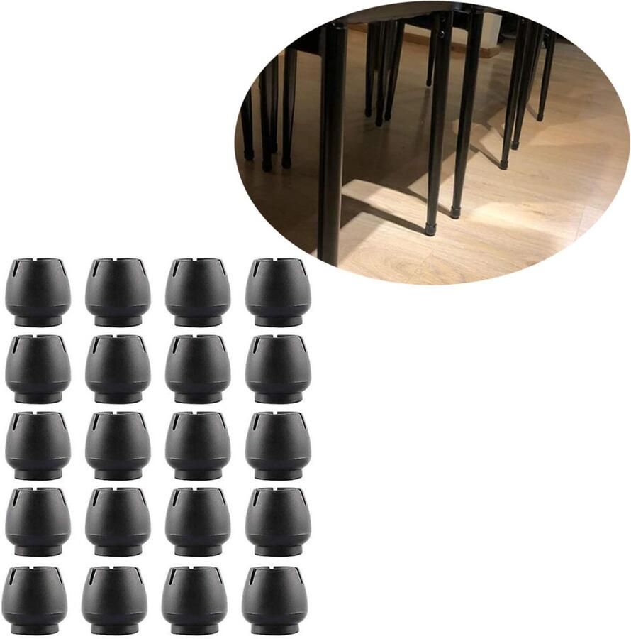 Stoelpoot beschermers Stoelpoot Doppen Premium Stoelpootdoppen Elastische Beschermers Ronde Stoeldoppen Stoelpoot Glijders Stoelsokjes met Anti-Kras Vilt Meubelpoot Vloerbeschermer Stoelsokjes met vilt Zwart 20 stuks 25-29mm
