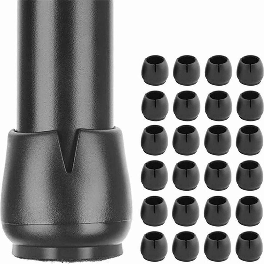 Stoelpoot Doppen – 12-16mm – met Anti-Kras Vilt – Stoelpoot beschermers Vloerbescherming – Stoelpootbeschermers – 24 Stuks – Zwart – Rond