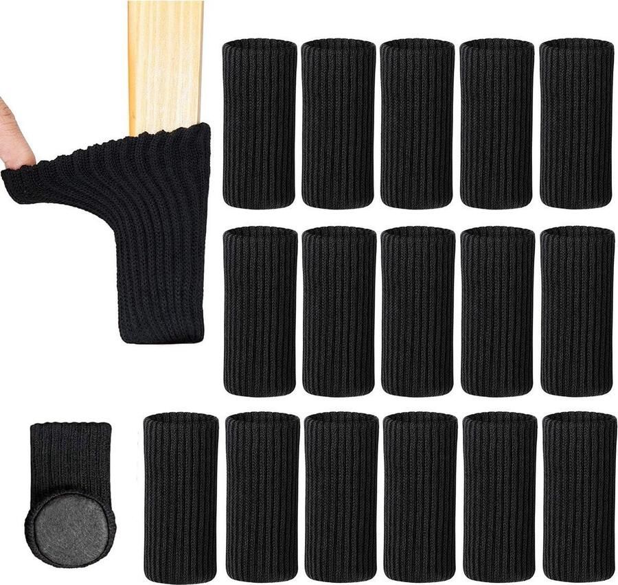 Stoelpoot Doppen 24 Stuk Viltjes Stoelpoten Stoelsokken Stoelpoot Beschermers Ingebouwde Plakstrip Poten Voor Meubels Stoelpoot Sokken Stoelbeschermer Stoeldoppen Meubelviltjes Zwart