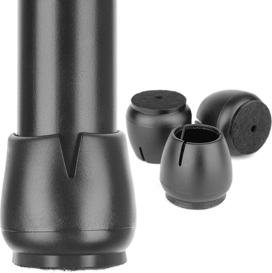 ZVD Siliconen stoelpootbeschermers 16 stuks Voorkomt krassen en geluid Past op ronde poten (2 5-3 cm) Eenvoudig te installeren Zwart