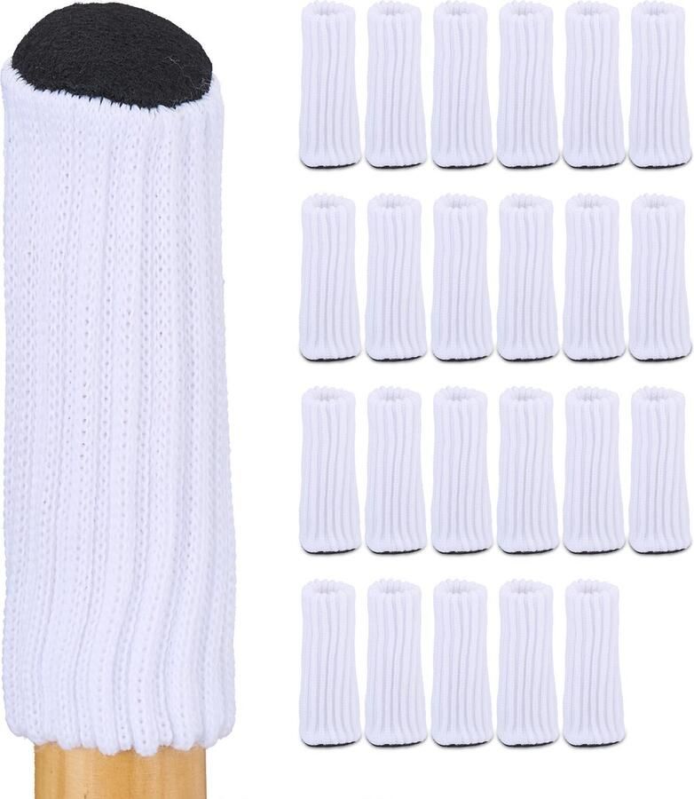 Relaxdays stoelpoot sokken set van 24 ronde vloerbeschermers voor stoelen stoelsokken wit