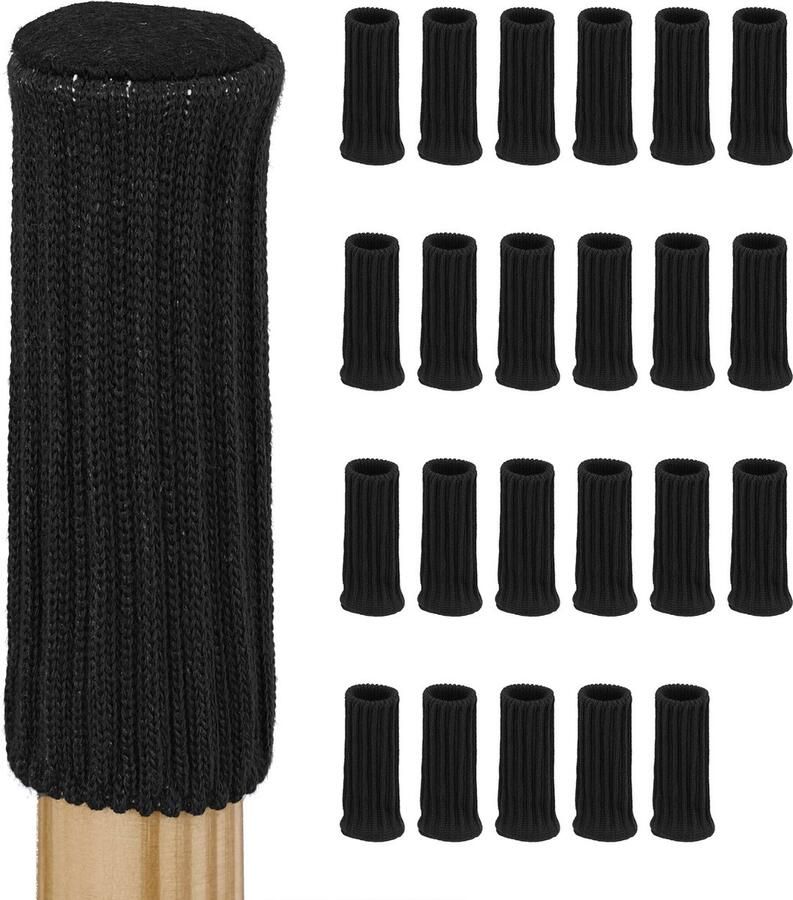 Relaxdays stoelpoot sokken set van 24 ronde vloerbeschermers voor stoelen stoelsokken zwart