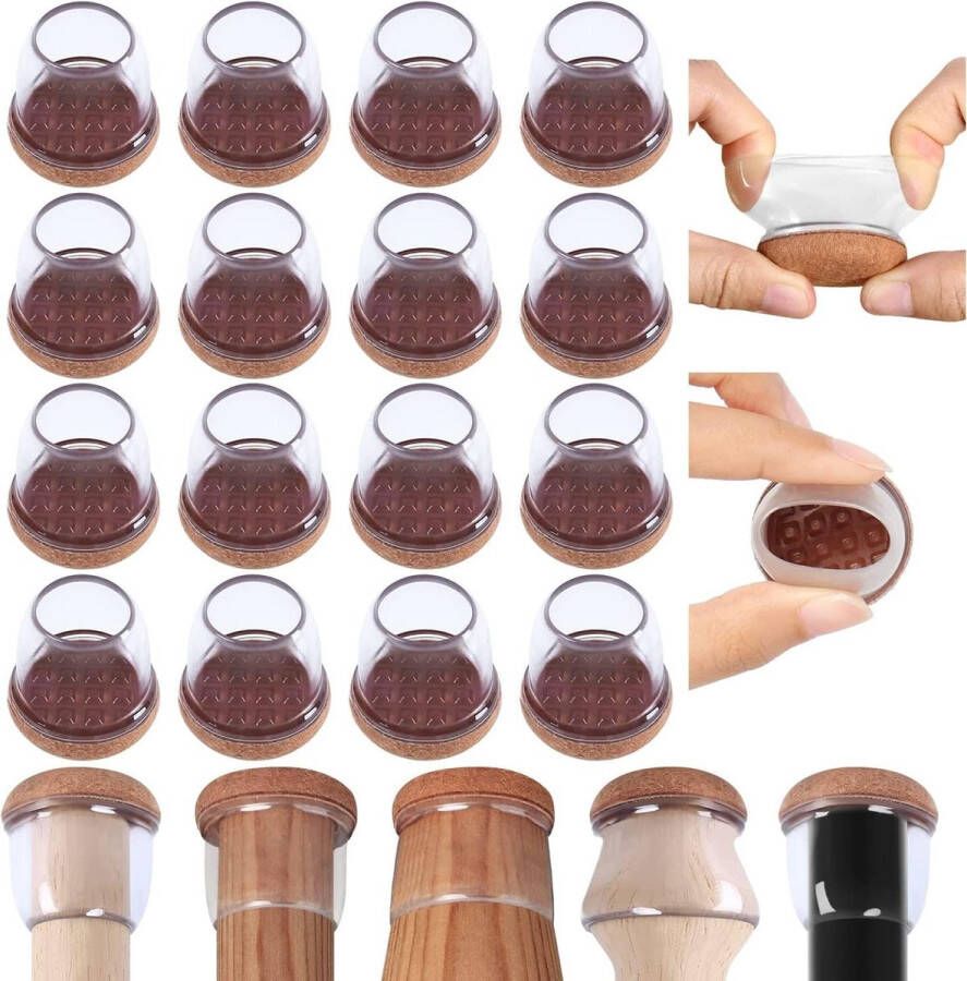 Chair Leg Floor Protector Chair Leg Covers 16 Pieces Chair Leg Caps with Wrapped Felt Furniture Leg Foot Shells (Round 1.25 Inch)