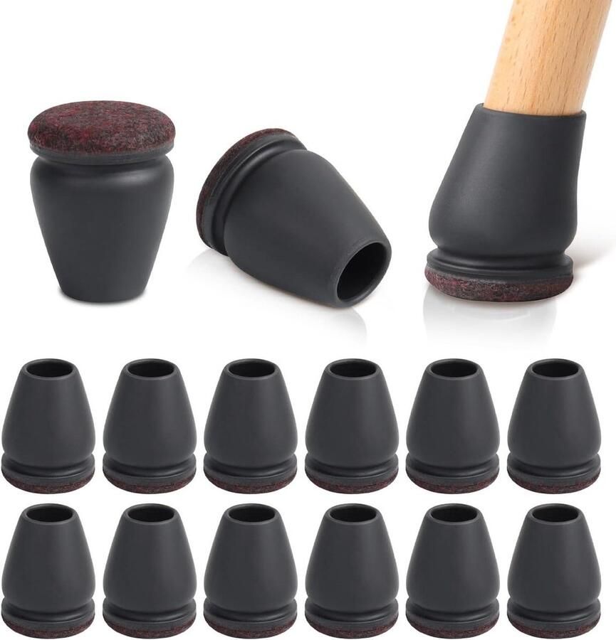 Stoelpootbeschermers 24 stuks stoelpoothoezen hardhouten vloeren stoelpootdoppen omwikkeld vilt 19 cm siliconen stoelpoten meubelpads geen krassen geen geluid stoelpootbeschermers