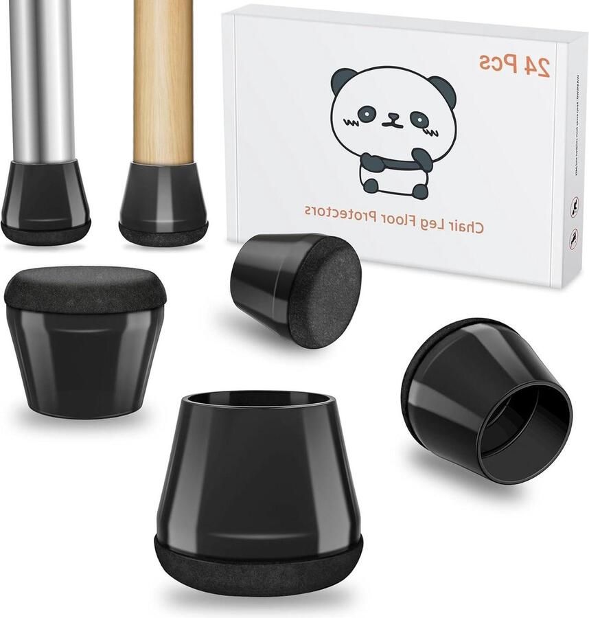 Stoelpootbeschermers klein formaat 24 stuks siliconen donkerzwart vloerbeschermers krassen lawaai