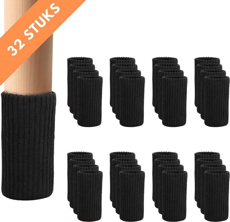 Stoelpootbeschermers Met Patroon 32 Stuks Zwart