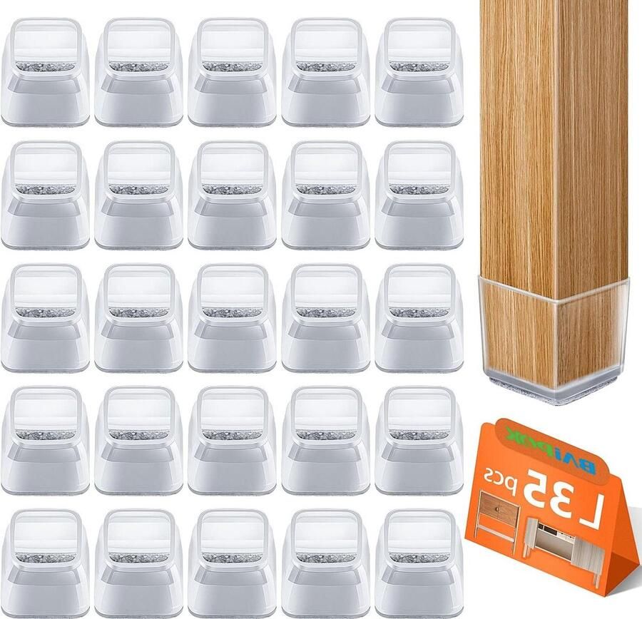 35-Pcs Silicone Chair Leg Pads for Hardwood Floors Square Chair Protectors Without Scratches