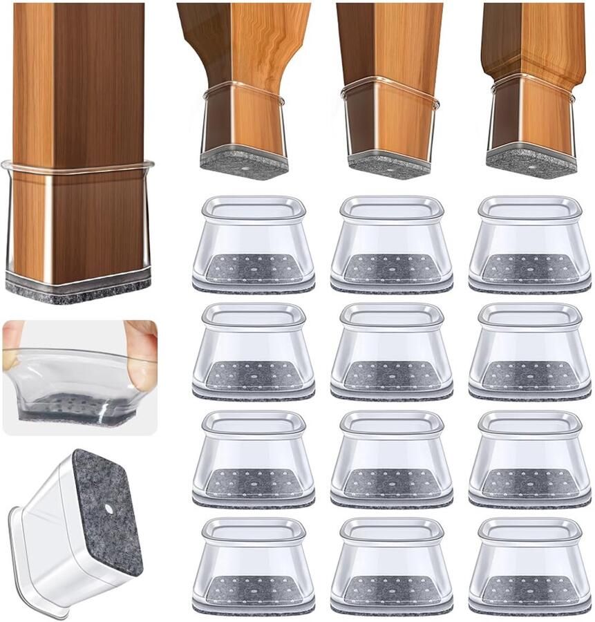 Stoelpootbeschermers Vloerbescherming Set van 32 Siliconen met Vilt