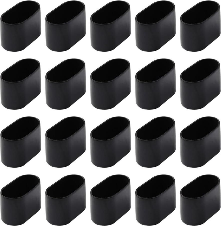 Stoelpootdoppen 20 stuks ovale tuinstoelpootbeschermers Accessoires voor stoelpootbeschermers Zwart -1.6X3.4mm Stoelpoot Vloerbeschermers houten tegelvloeren Meubelbescherming krassen voorkomen vloerbeschermers