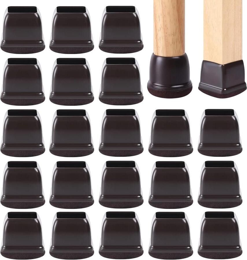 Stoelpootdoppen 24 stuks 19-28 mm Vilten kussens Siliconen beschermkappen Elastische stoelpootbeschermers met vilt Stil en krasbestendig stoelpootbeschermers