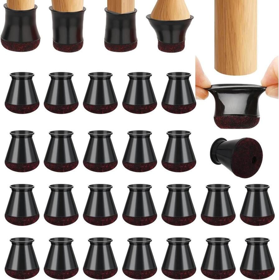 Stoelpootdoppen 24 stuks Verdikte beschermkappen Kantelbare stoelpoten Vloerbescherming