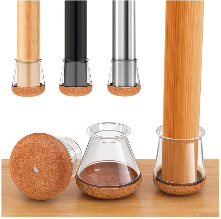 Stoelpootdoppen 28 stuks klein rond transparant Stoelpootbeschermers Meubelglijders Vloerbescherming (geschikt 14-20 mm) stoelpootbeschermers