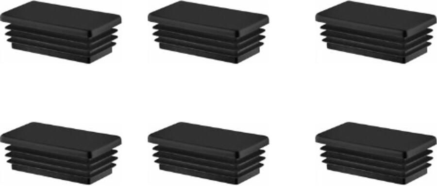 Stoelpootdoppen 6 Stuks 30 x 60 mm Rechthoek Kunststof Zwart Stoelpoot beschermers Vloerbescherming Voor stoelpoot om meubels te beschermen Vierkante Eindstoppen Voetdoppen voor stoelpoten Planken