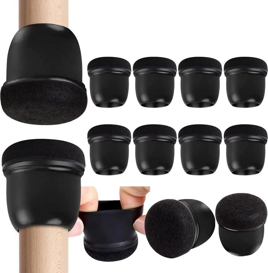 Stoelpootdoppen beschermdoppen dikke siliconen stoelpootbeschermers zwart 8 stuks 14-19mm stoelpootbeschermers