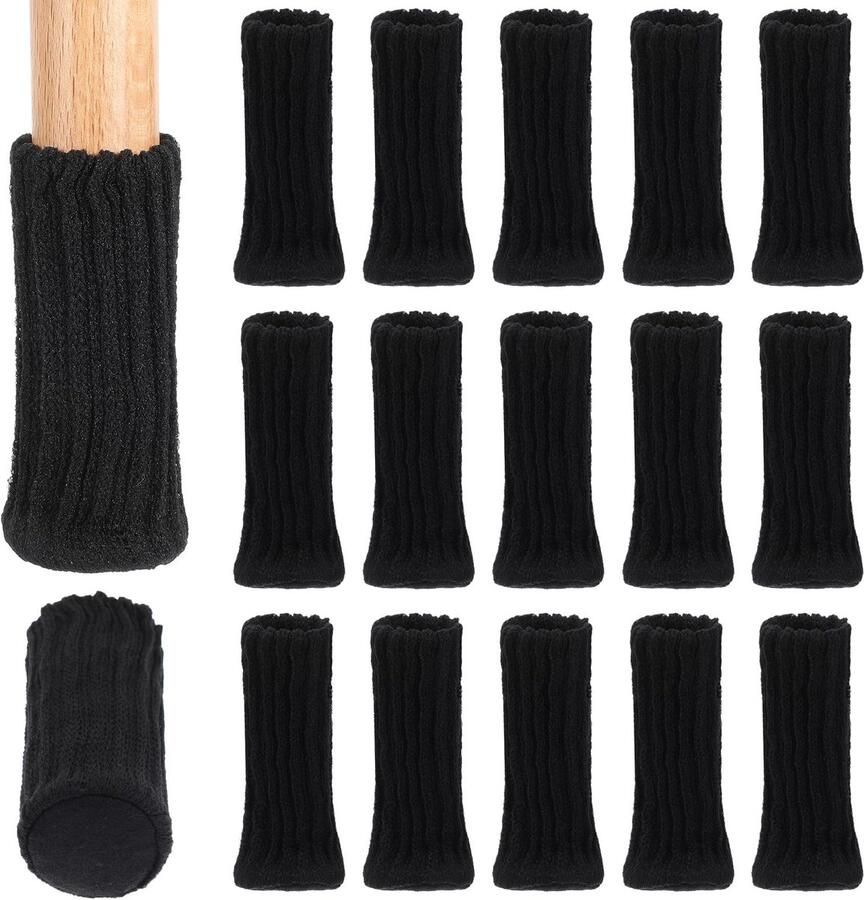 Stoelpootdoppen & Beschermers – Stoelsokken 8×3.5 cm – 16 stuks – Zwart