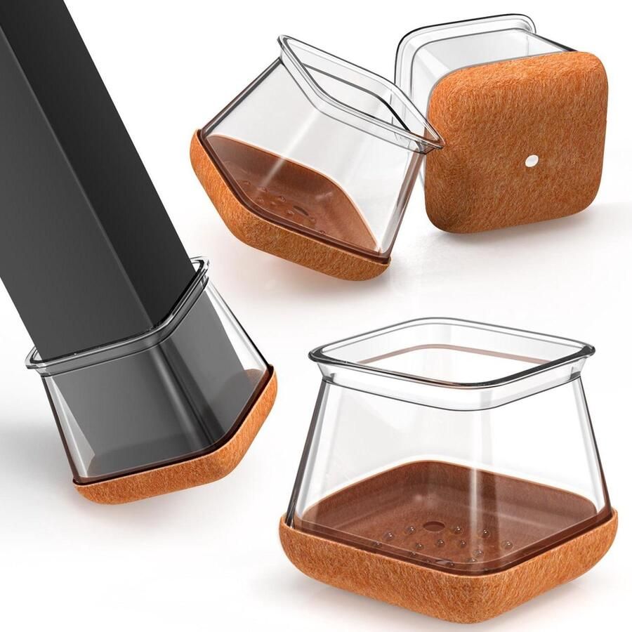 Stoelpootdoppen hoekig transparant 24 stuks beschermkappen siliconen stoelpoten schuine stoelen slijtvast stoelbeschermers diameter 40-50mm