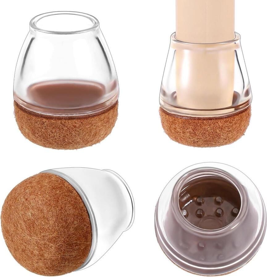 Stoelpootdoppen rond 24 stuks transparante siliconen vloerbeschermers viltdoppen meubels (20-29 mm) Vloerbeschermer