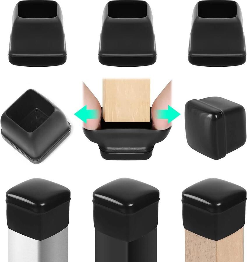 Stoelpootdoppen schuifregelaars voor tapijt 24 stuks vloerbeschermers siliconen meubelpootdoppen geen krassen 28-36 cm