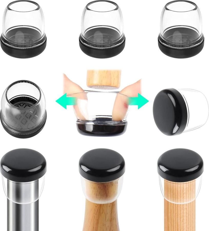 Stoelpootdoppen schuifregelaars voor tapijt set van 24 stuks met siliconen meubelpootdoppen glijders voor soepel glijden en geen krassen 19-25 inch