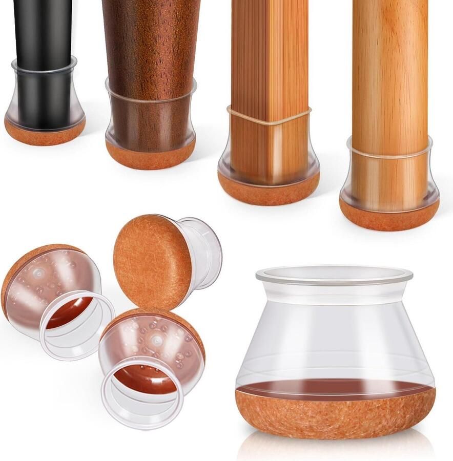 Stoelpootdoppen siliconen rond 32 stuks Stoelbeschermers met vilt Fit: 281 40 mm