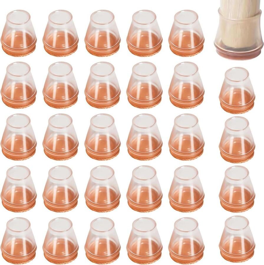 Stoelpootdoppen siliconen transparant 30 stuks vloerbeschermers voor stoelpoten demp- en krasbestendig meubelvoeten krassen diameter (21-30 mm)