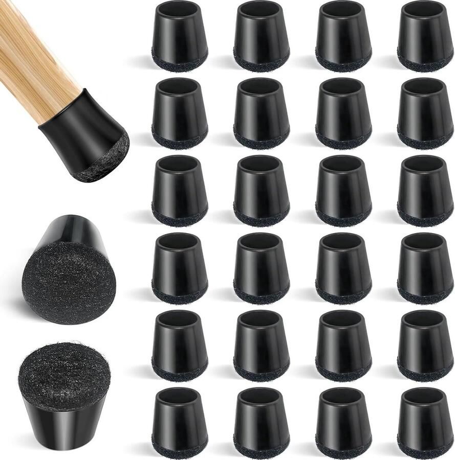 Stoelpootdoppen siliconen vilten kussens 24 stuks beschermkappen voor stoelpoten zwart stoelpootbeschermers