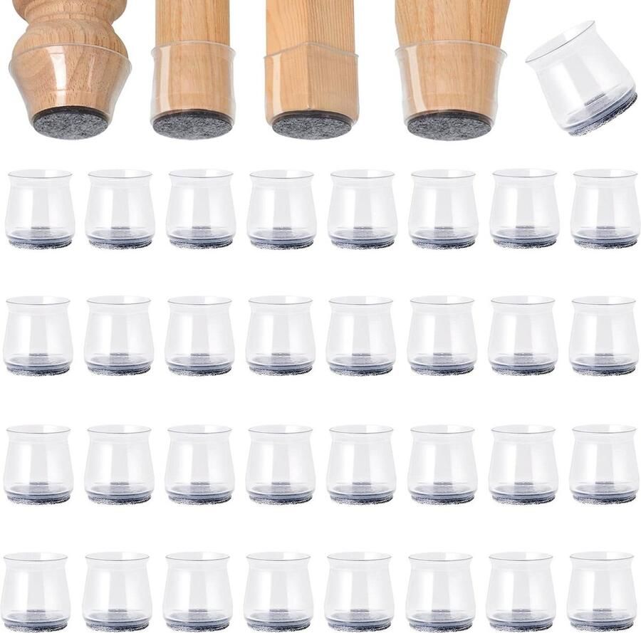 Stoelpootdoppen transparante siliconen beschermdoppen vilten kussens houten vloeren laminaat tegels stoelpootbeschermers