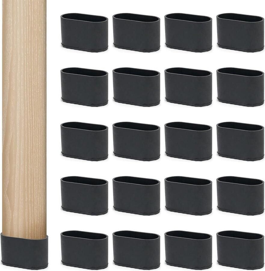 Stoelpootdoppen vierkant 40 x 20 mm zwart voor tuinstoelen Set van 20 Vloerbeschermers stoelpootbeschermers