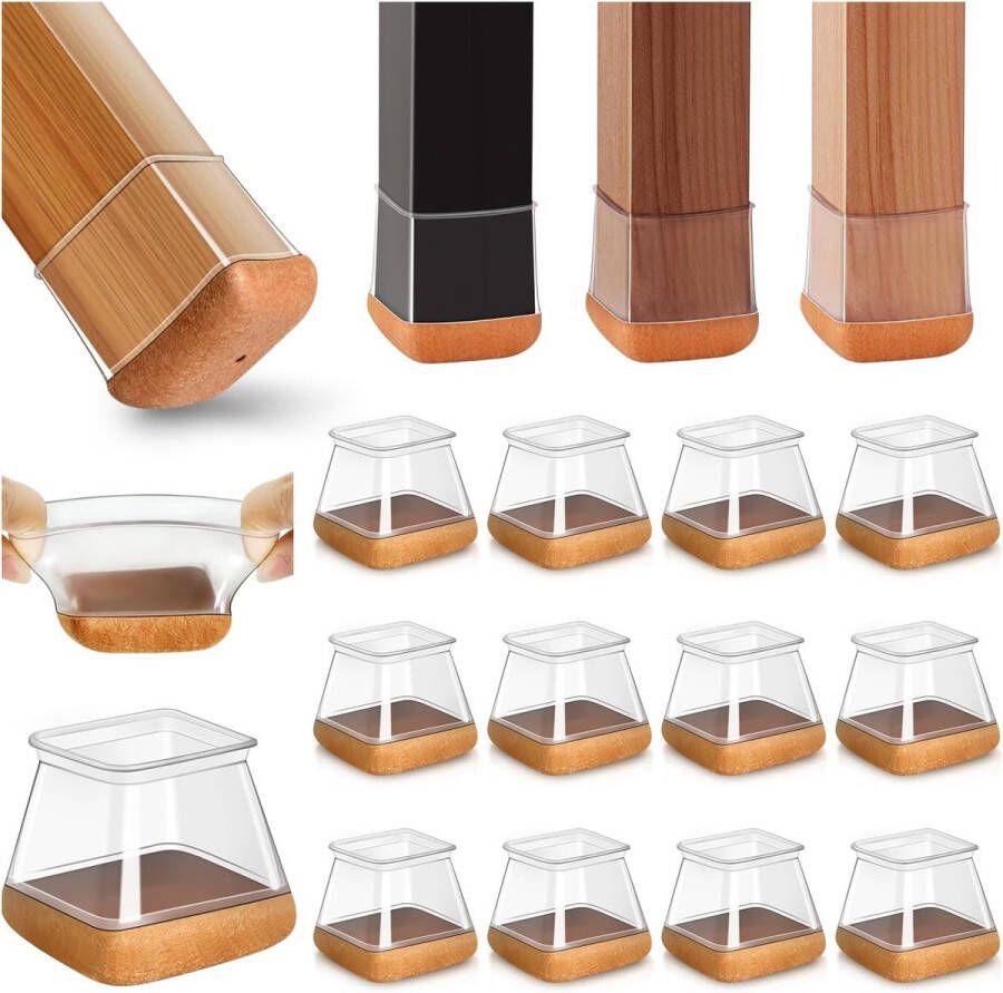 Stoelpootdoppen Vierkant Stoelpoot beschermers Stoelpootviltjes Stoelpoot Doppen Extra Groot 39-48 mm