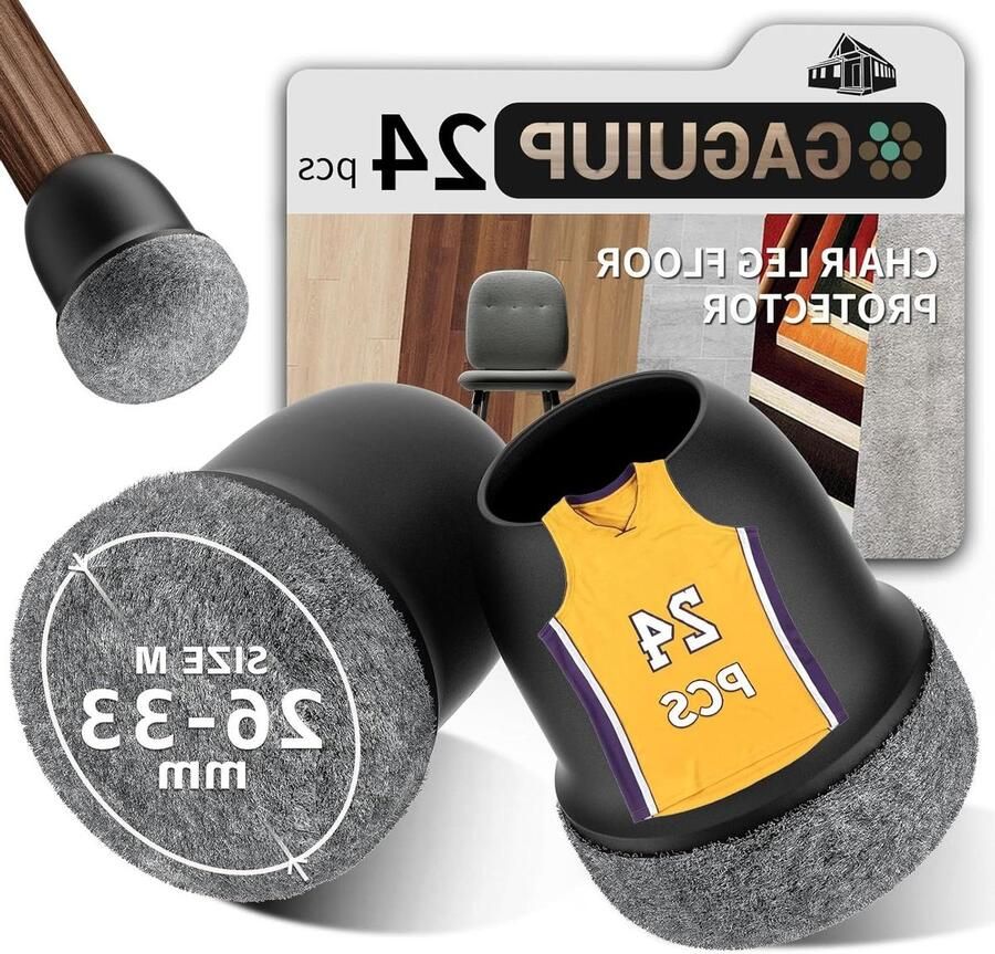 Stoelpootdoppen zwart Beschermkappen voor stoelpoten met vilt Siliconen beschermkappen voor schuine stoelpoten 3 cm 24 stuks