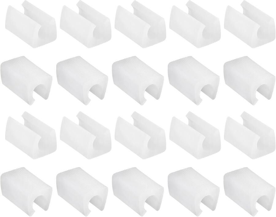 Stoelpoothoezen 20 stuks Meubelvloerbeschermers U-vormige kunststof stoeldoppen Meubelglijklemmen Kunststof rechthoekige beenhoezen 14 mm Voor cantilever stoelglijders Wit