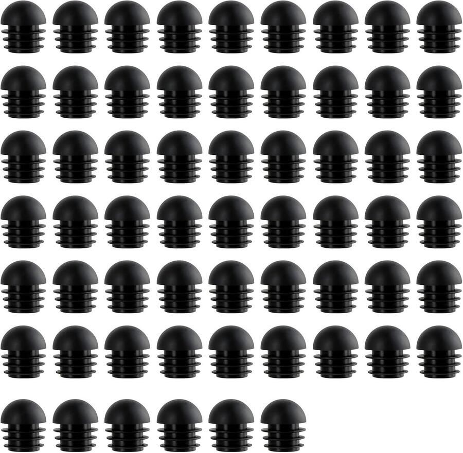 Stoelpoothoezen 60 stuks 25×25 mm Ronde eindkappen Kunststof stoelpootinzetstukken Ronde buisinzetstukken voor meubels Schuif eindkappen Meubelbeschermers Zwart