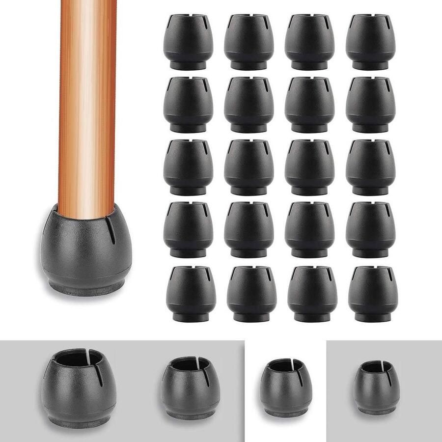 Stoelpootkappen Siliconen Vloerbeschermers Zwart 17-21MM Voorkom Krassen En Lawaai Set van 20 Vloerbeschermer