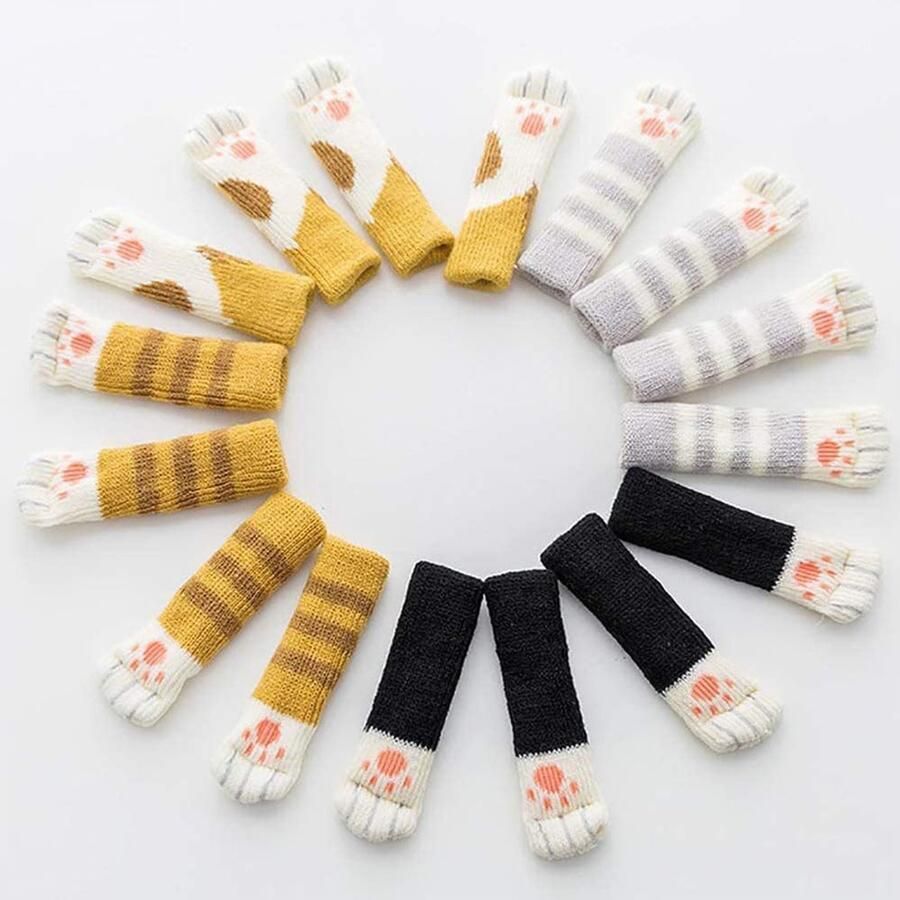 Stoelpootsokken set van 16 stuks Anti-Slip Elastische Beschermers Stoelbeschermer Stoelsokjes met vilt Stoelpootbeschermers Stoelpootdoppen Stoelsokken Elastische Stoelsokken