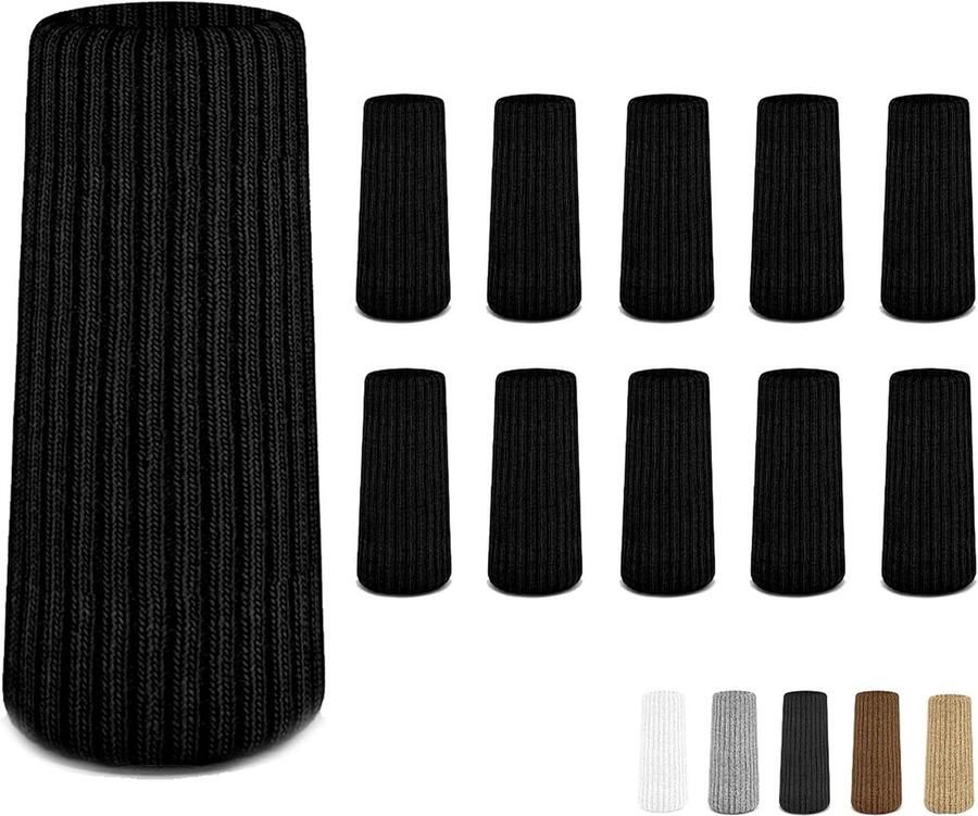 Stoelpootsokken Zwarte premium stoelpootsokbeschermers Voor hardhouten vloeren en tegelvloeren Verhaart niet Gemakkelijk aan te brengen Past op ronde en vierkante poten Zeer rekbare barkrukpoothoezen Meubelbeschermers 24 stuks