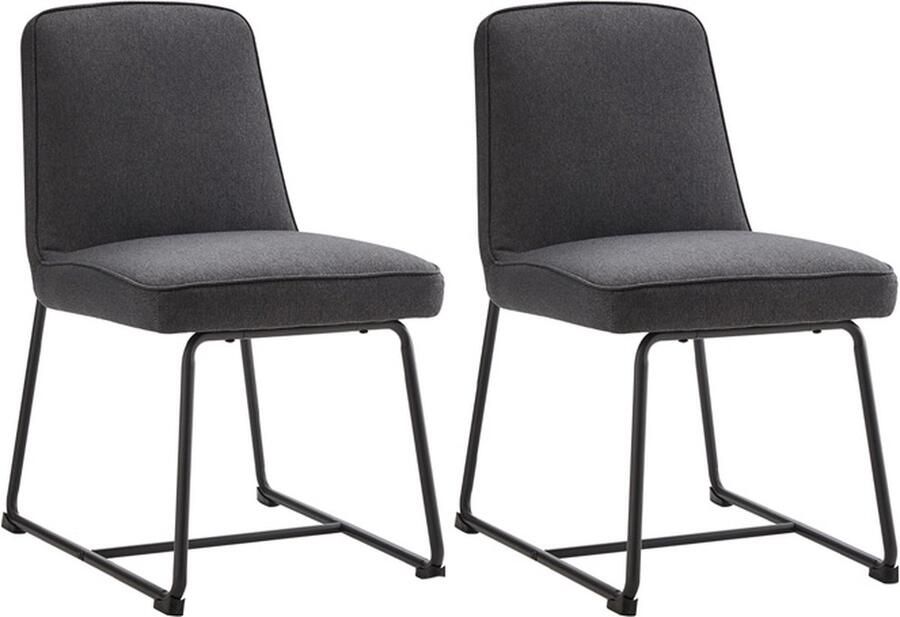 Zonder merk Gotagee Stoelset gestoffeerde eetkamerstoel keukenstoel woonkamerstoel grijs linnen 2-delige set
