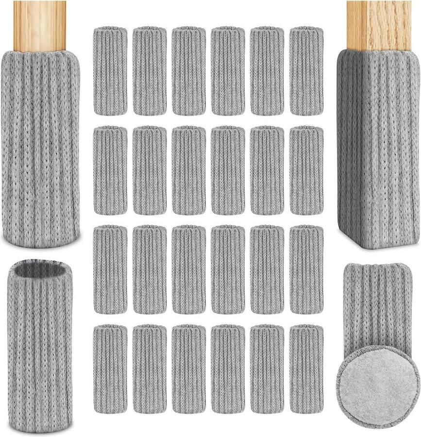 Stoelsokken elastische meubelsokken gebreid vilten stoelpootdoppen 24 stuks dikke onderkant antislip pads meubels tafel vloerbescherming voorkomt krassen en geluiden. stoelpootbeschermers