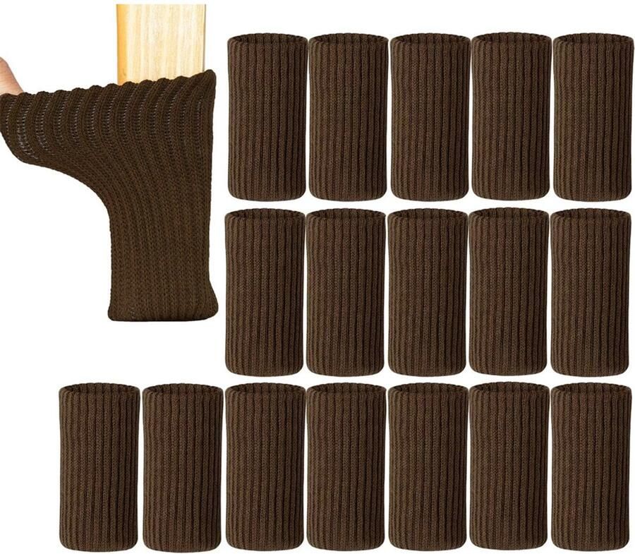 Stoelsokken voor stoelpoten 24 stuks vilten meubelstoelsokken antislipkussentjes voor stoelpoten voorkomen krassen en lawaai bruin