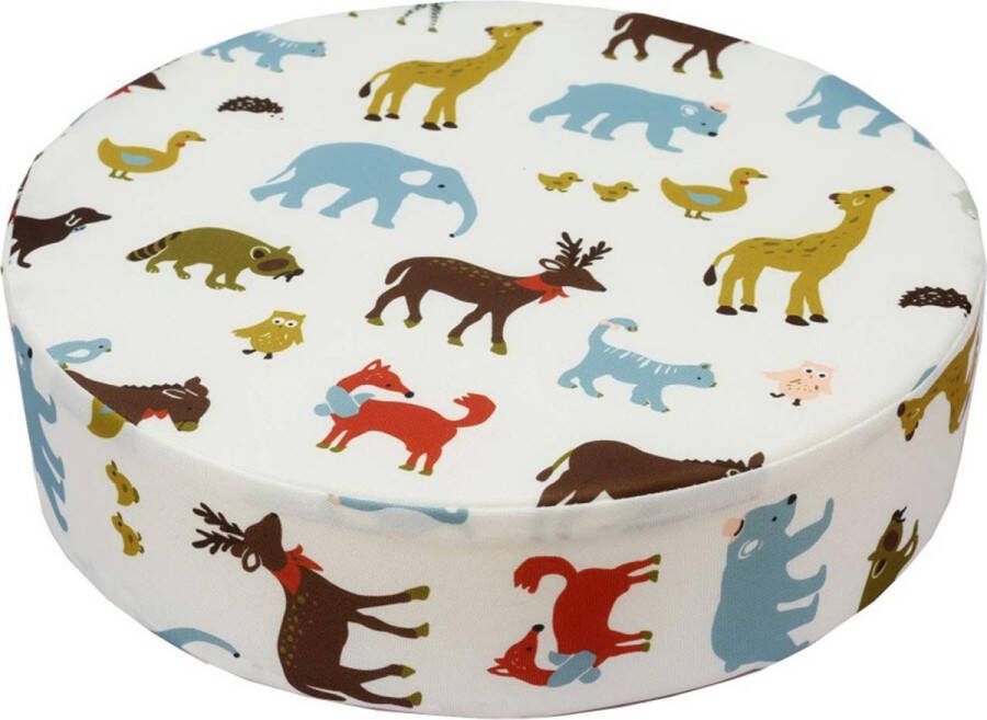 Stoelverhoger voor peuters eetkamerstoel verhogend kussen dier bedrukt rond 32 cm kinderverhoger voor dineren Draagbaar reizen verhogend kussen -Dier Beige