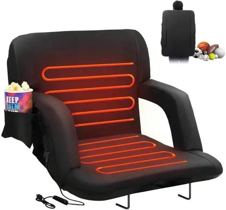Stoelverwarming Verwarmde Stoelen Verwarmde Stoel Draagbare Verwarmde Stoel Verwarmde Gaming Stoel Ligstoel Verwarming op 3 niveaus Opvouwbaar en Draagbaar