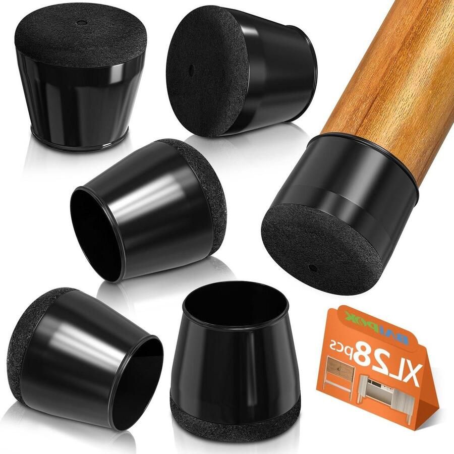 Stoelvloer beenbeschermers siliconen stoelpootdoppen hardhouten vloeren meubelvoetbeschermers rechthoekige stoelen beenhoezen sterkere vilten pads zwart 38 mm-50 mm