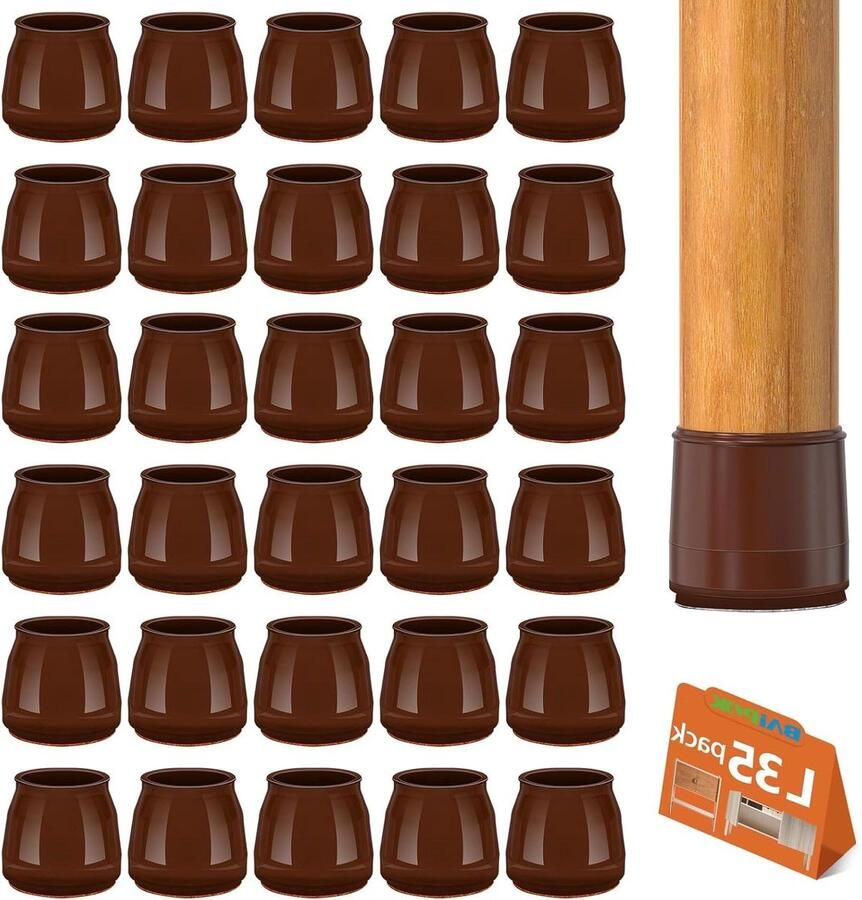 Stoelvloerbeschermers siliconen stoelpootdoppen hardhouten vloeren meubelvoetbeschermers rechthoekige stoelen zwart set van 35