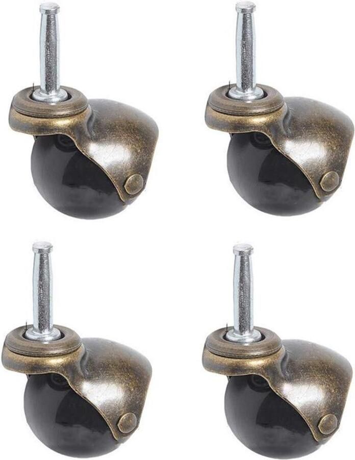 Stoelwielen 4 stuks Heavy Duty Antiek Messing Draaien Ronde Bal Vervanging Wielen Meubelstoel Sockets met Stengel voor Houten Vloer Duurzame Meubelwielen