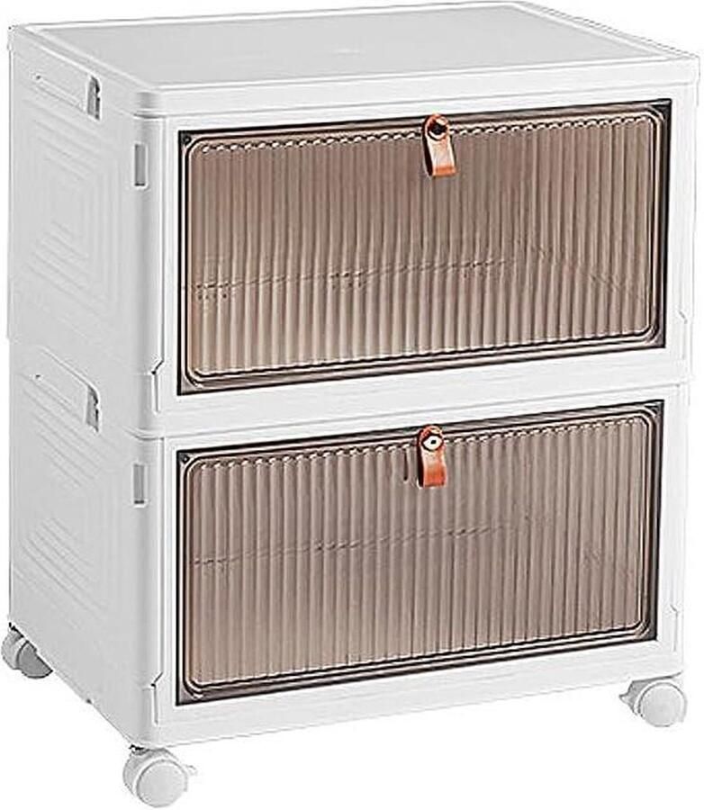 Stofdichte opbergdoos plank plastic nachtkastje op wielen witte kast kleding schoenen opslag boeken speelgoed snack organizer kar woonkamer slaapkamer gang kantoor (2 dozen) opbergoplossing multifunctionele opbergdoos