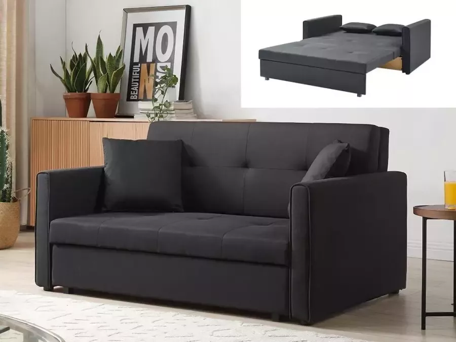 Stoffen 2 zits slaapbank grijs KASANI L 152 cm x H 80 cm x D 101 cm